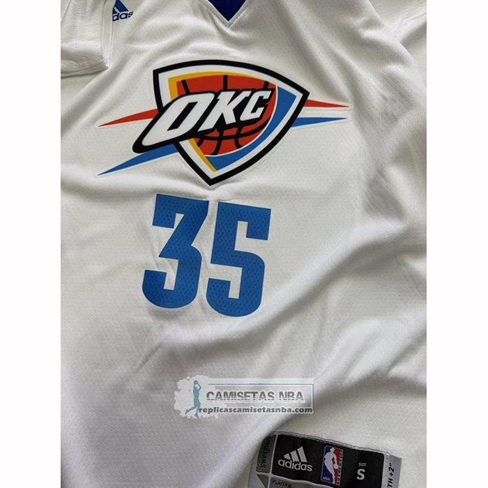 Camiseta Manga Corta Oklahoma City Thunder Kevin Durant NO 35 Blanco